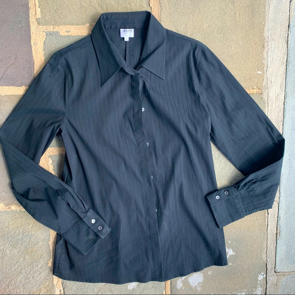 vintage armani black button down top